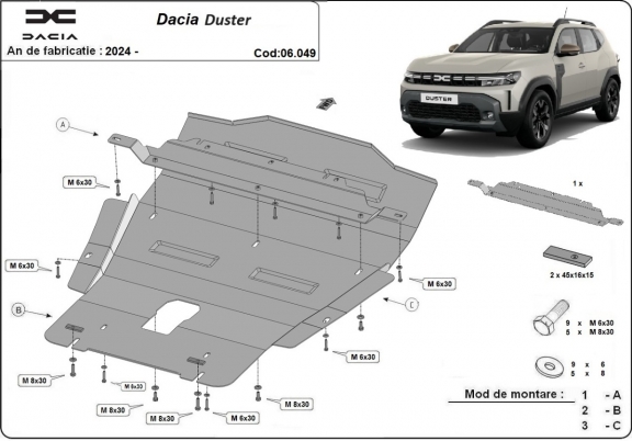 Cubre carter metalico Dacia Duster - 4x4