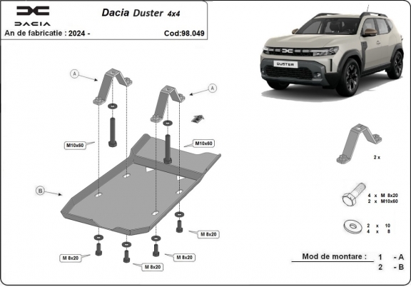 Protector de aluminio del diferencial trasero Dacia Duster - 4x4