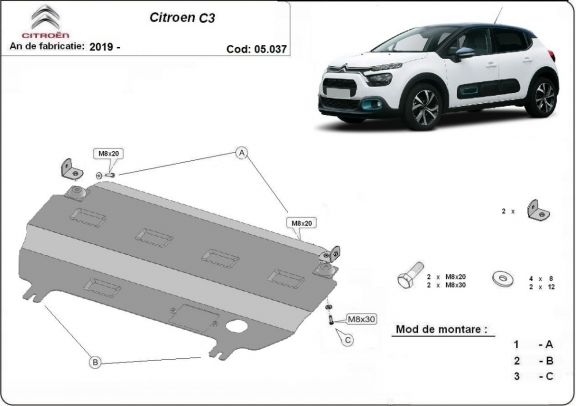 Cubre carter metalico Citroen C3