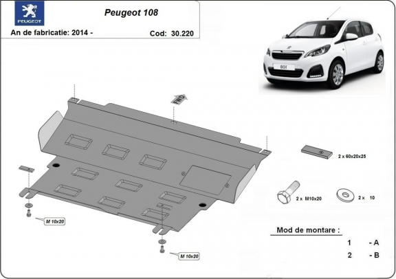 Cubre carter metalico Peugeot 108
