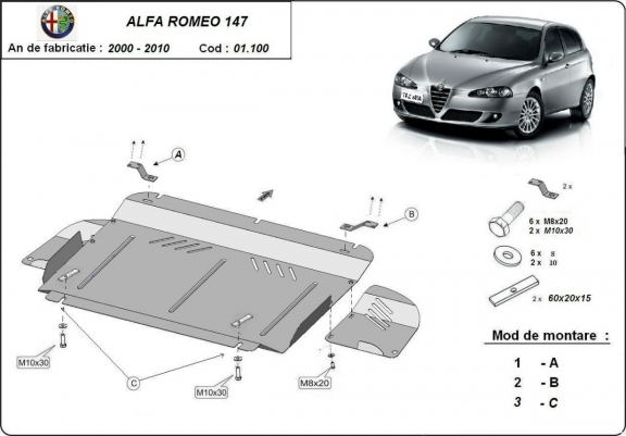 Cubre carter metalico Alfa Romeo 147