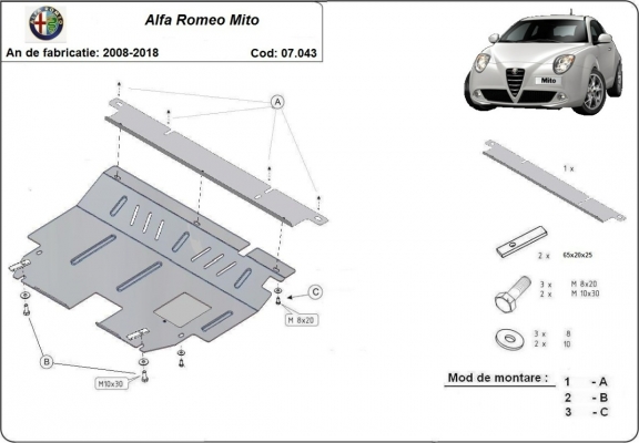 Cubre carter metalico Alfa Romeo Mito