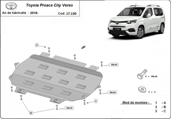 Cubre carter metalico Toyota Proace City Verso