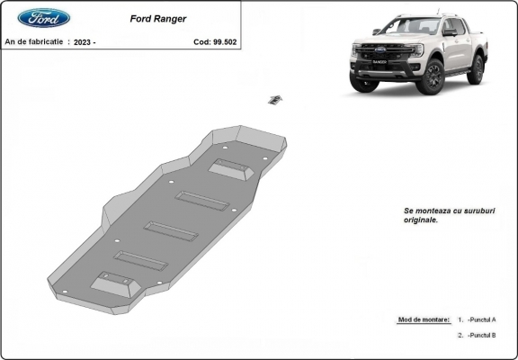 Protector del deposito de combustible Ford Ranger - MB3G9A147CF; 2643728