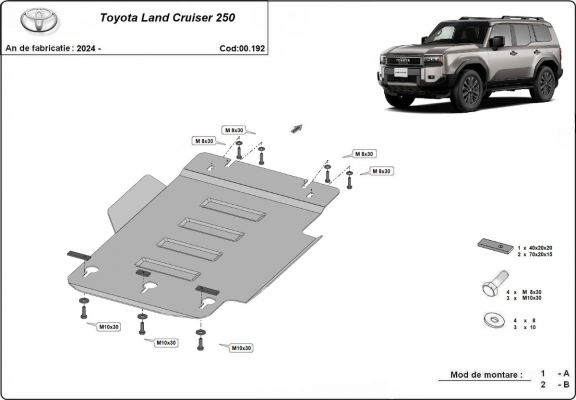 Protector metalico de la caja de cambios Toyota Land Cruiser 250