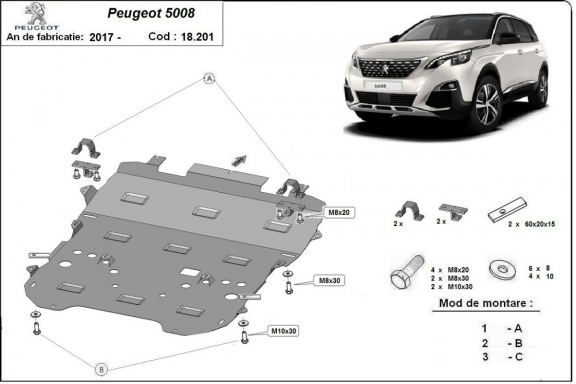 Cubre carter metalico Peugeot 5008