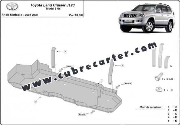 Protección del depósito de combustible Toyota Land Cruiser J120 - solo para modelo 5 puertas
