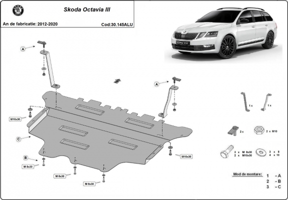 Cubre carter de aluminio Skoda Octavia 3
