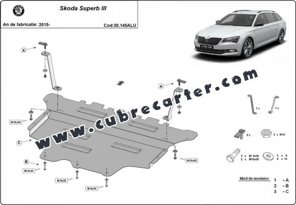 Cubre carter aluminio Skoda Superb III