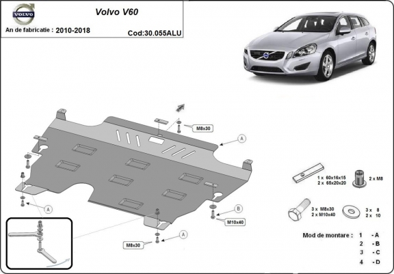 Cubre carter de aluminio Volvo V60