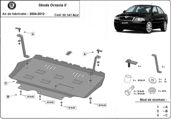 Cubre carter de aluminio Skoda Octavia 2