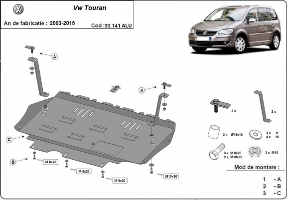 Cubre carter de aluminio Volkswagen Touran