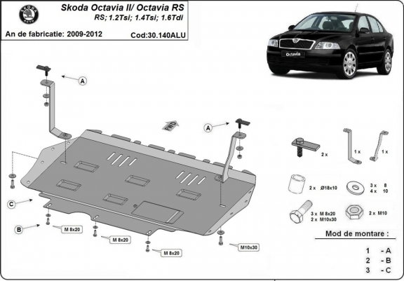 Cubre carter de aluminio Skoda Octavia 2