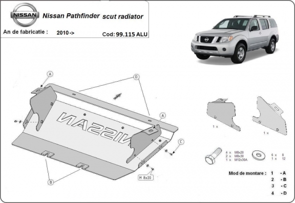 Protector de aluminio del radiador Nissan Pathfinder