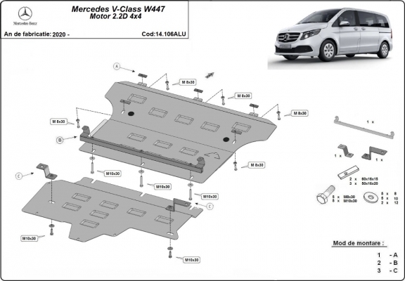 Cubre carter de aluminio Mercedes V-Class W447