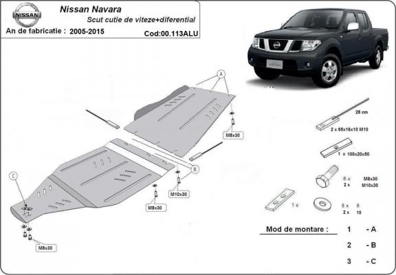 Protector de aluminio de la caja de cambios Nissan Navara