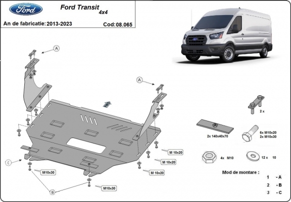 Cubre carter metalico Ford Transit - 4x4