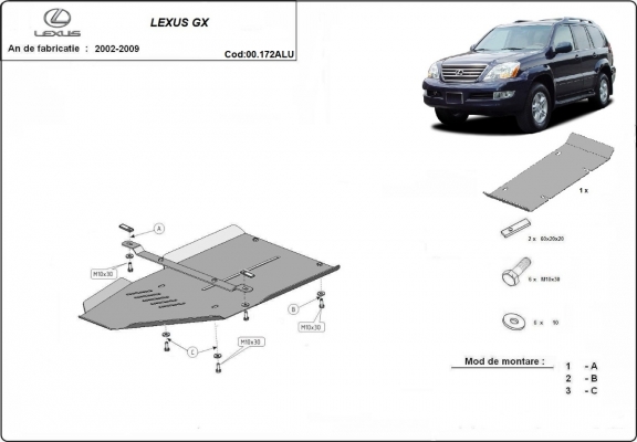 Protector de aluminio de la caja de cambios Lexus GX