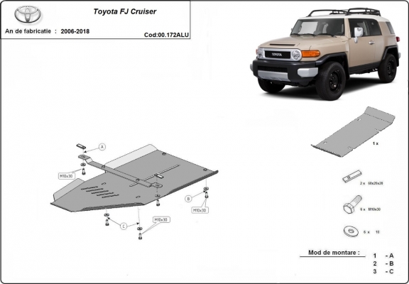 Protector de aluminio de la caja de cambios Toyota FJ Cruiser