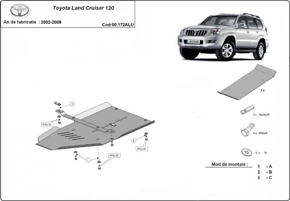 Protector de aluminio de la caja de cambios Toyota Land Cruiser J120