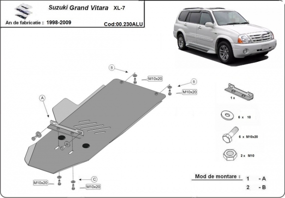 Protector de aluminio de la caja de cambios Suzuki Grand Vitara XL7