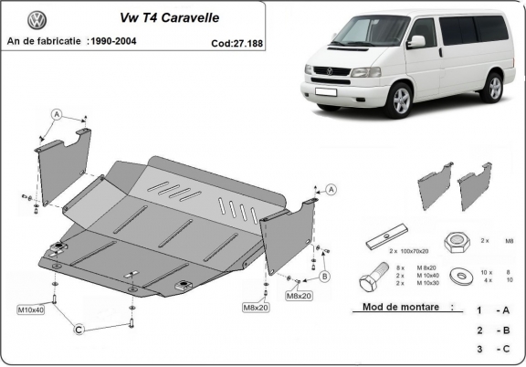 Cubre carter metalico VW Transporter T4 Caravelle