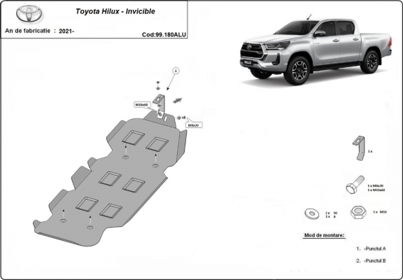 Protector de aluminio del deposito de combustible Toyota Hilux Invincible