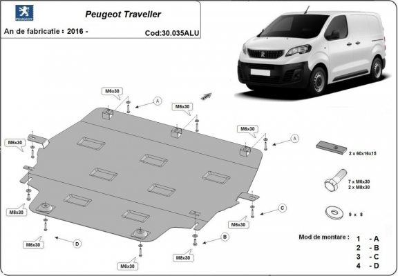 Cubre carter de aluminio Peugeot Traveller