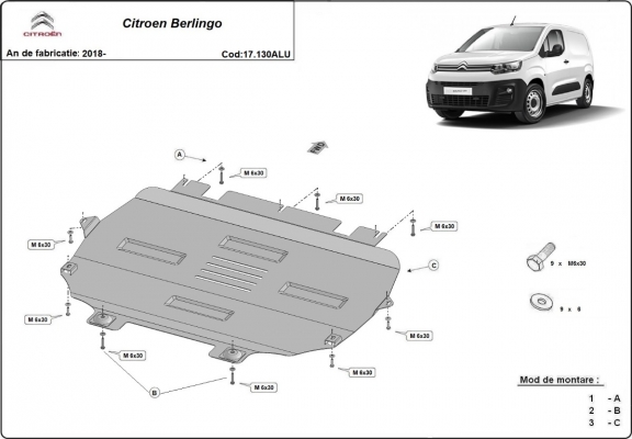 Cubre carter de aluminio Citroen Berlingo