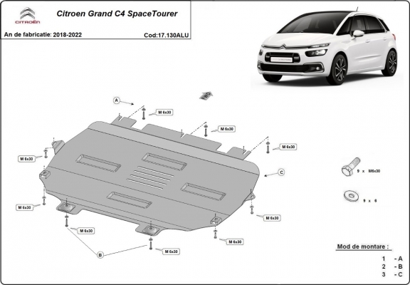 Cubre carter de aluminio Citroen Grand C4 SpaceTourer