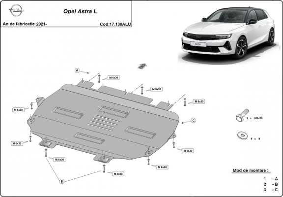 Cubre carter de aluminio Opel Astra L