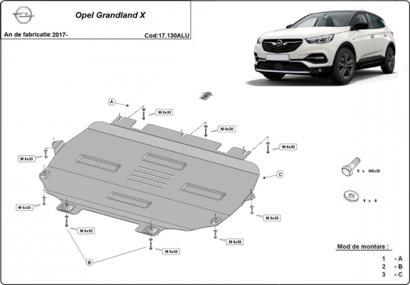 Cubre carter de aluminio Opel Grandland X