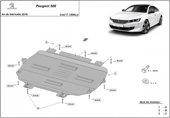 Cubre carter de aluminio Peugeot 508