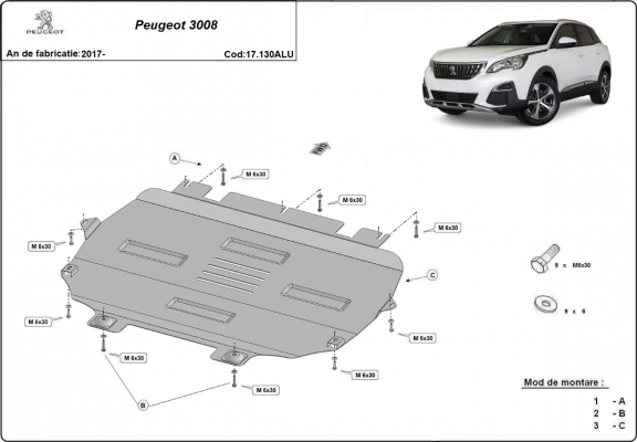 Cubre carter de aluminio Peugeot 3008