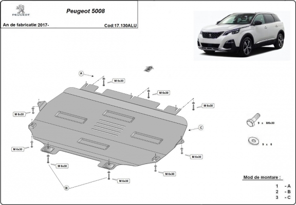 Cubre carter de aluminio Peugeot 5008