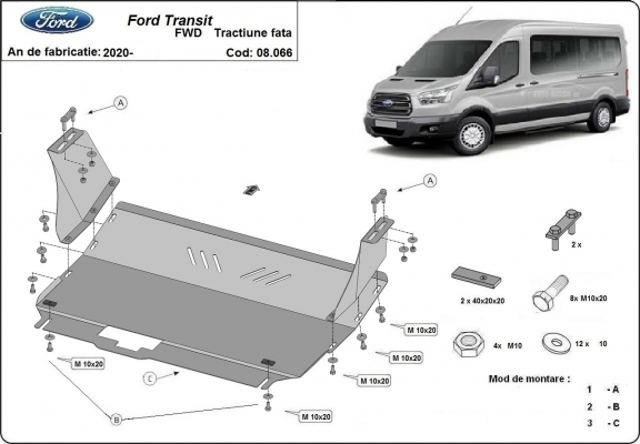 Cubre Carter Metalico Ford Transit - FWD