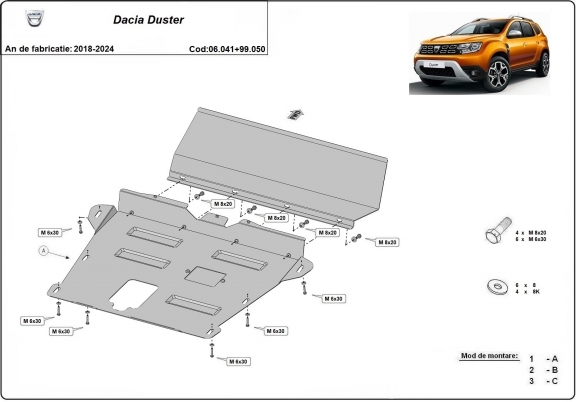 Cubre carter metalico Dacia Duster - paquete promocional