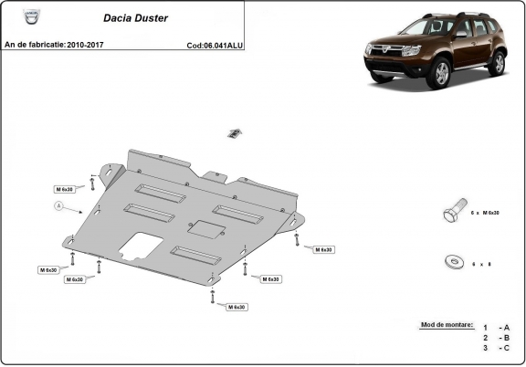 Cubre carter de aluminio Dacia Duster