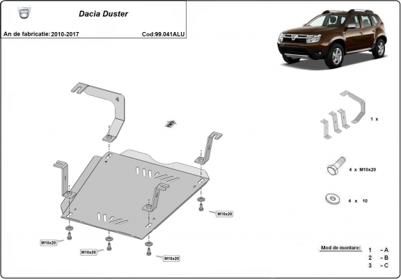 Protector de aluminio del deposito de combustible Dacia Duster