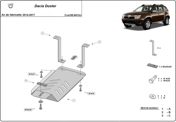 Protector del diferencial trasero Dacia Duster - 4x4
