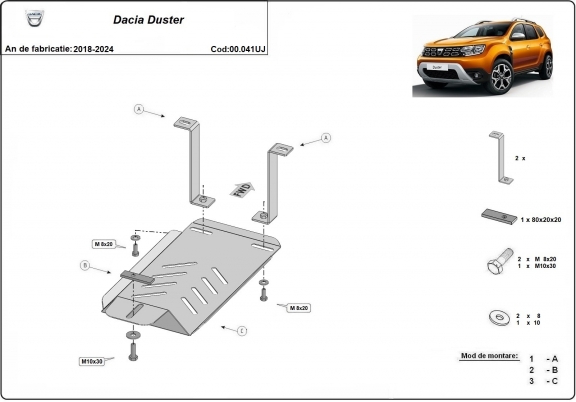 Protector del diferencial trasero Dacia Duster - 4x4