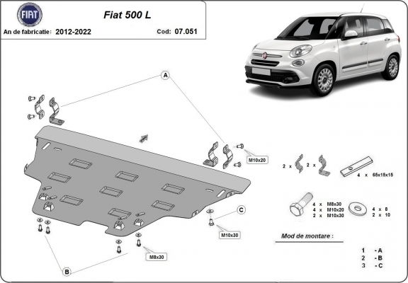 Cubre carter metalico Fiat 500 L