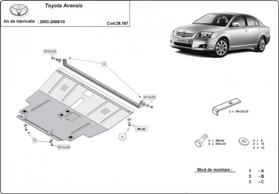 Cubre carter metalico Toyota Avensis