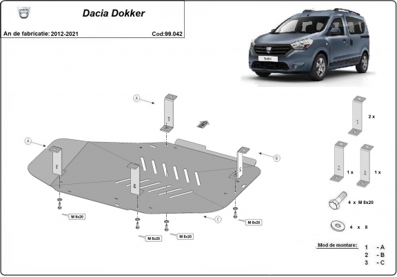 Protector del deposito de combustible Dacia Dokker