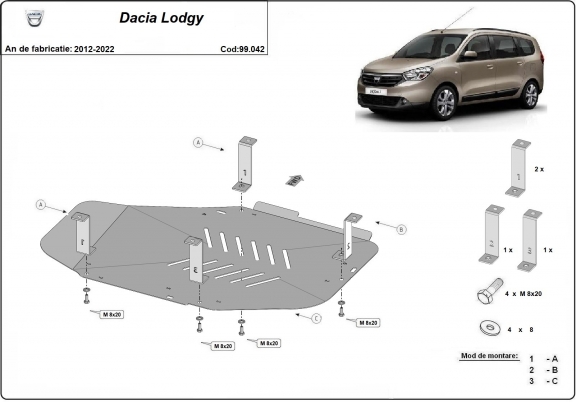 Protector del deposito de combustible Dacia Lodgy