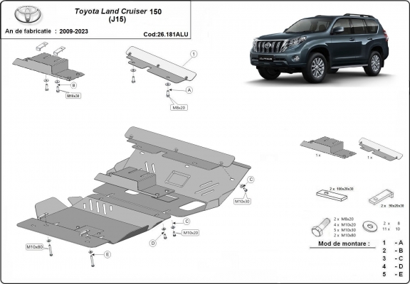 Cubre carter de aluminio Toyota Land Cruiser 150