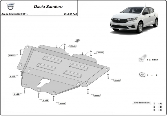 Cubre carter metalico Dacia Sandero 3