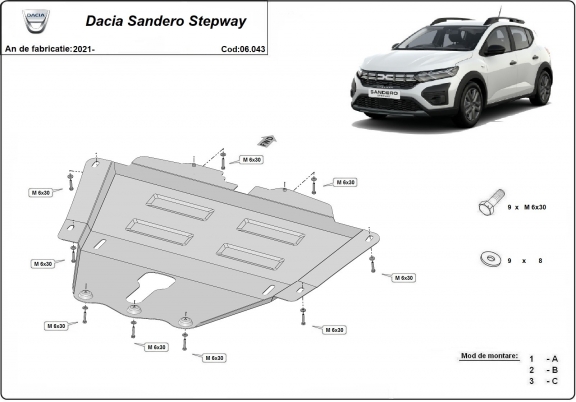 Cubre carter metalico Dacia Sandero 3 Stepway
