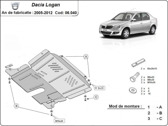 Cubre carter metalico Dacia Logan 1