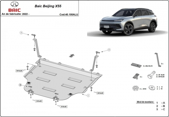 Cubre carter de aluminio BAIC Beijing X55